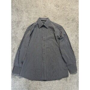 Gucci Button Down Shirt Mens 42 16.5 White Blue Striped Long Sleeve